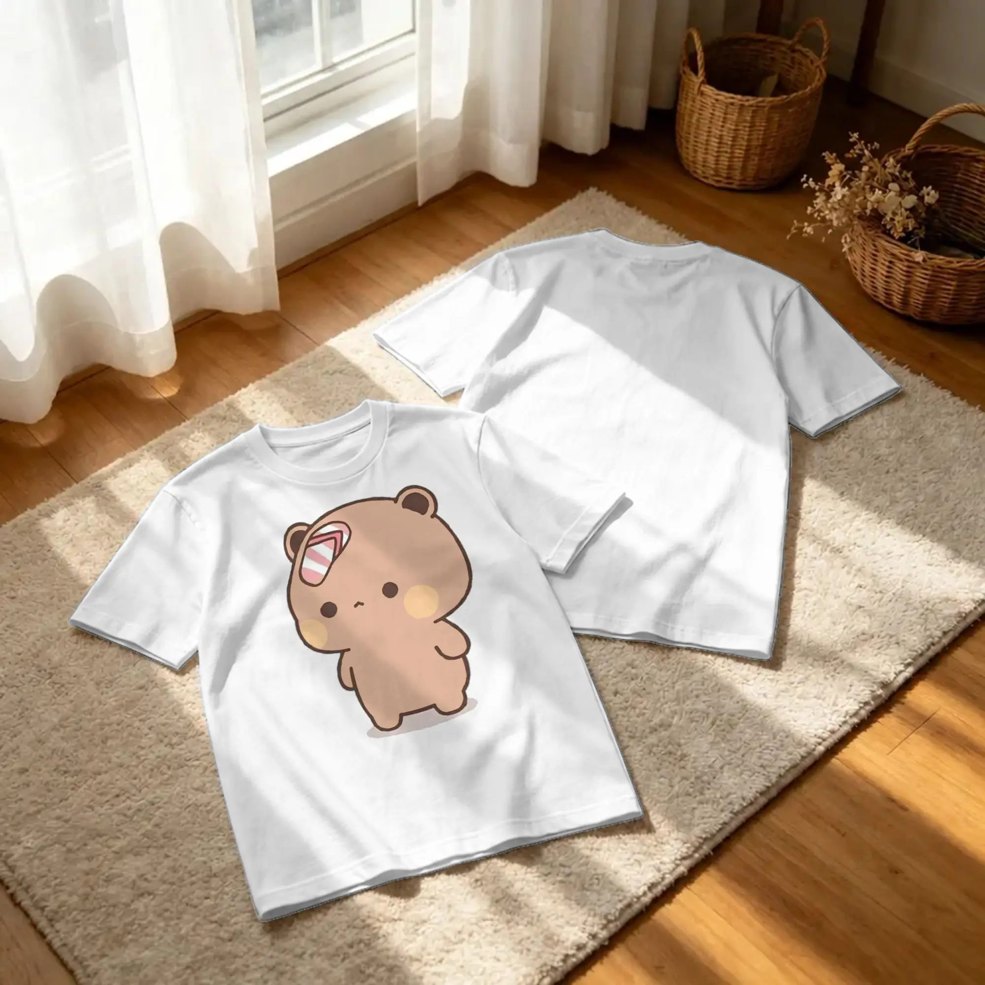 Cute Bubu Was Threw Flip-flops for Men Women T Shirt Panda Bear Vintage Tees Short Sleeve Crew Neck T-Shirts Cotton Gift Clothes