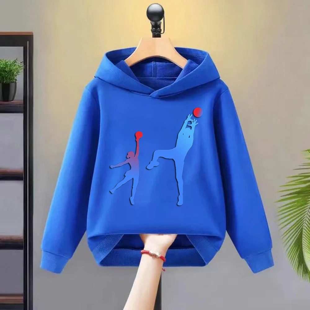 

Four Seasons Leisure Children's Hoodie Printed Pattern Children's Sweatshirt Y2K Hip Hop Basketball Player Boys' Top