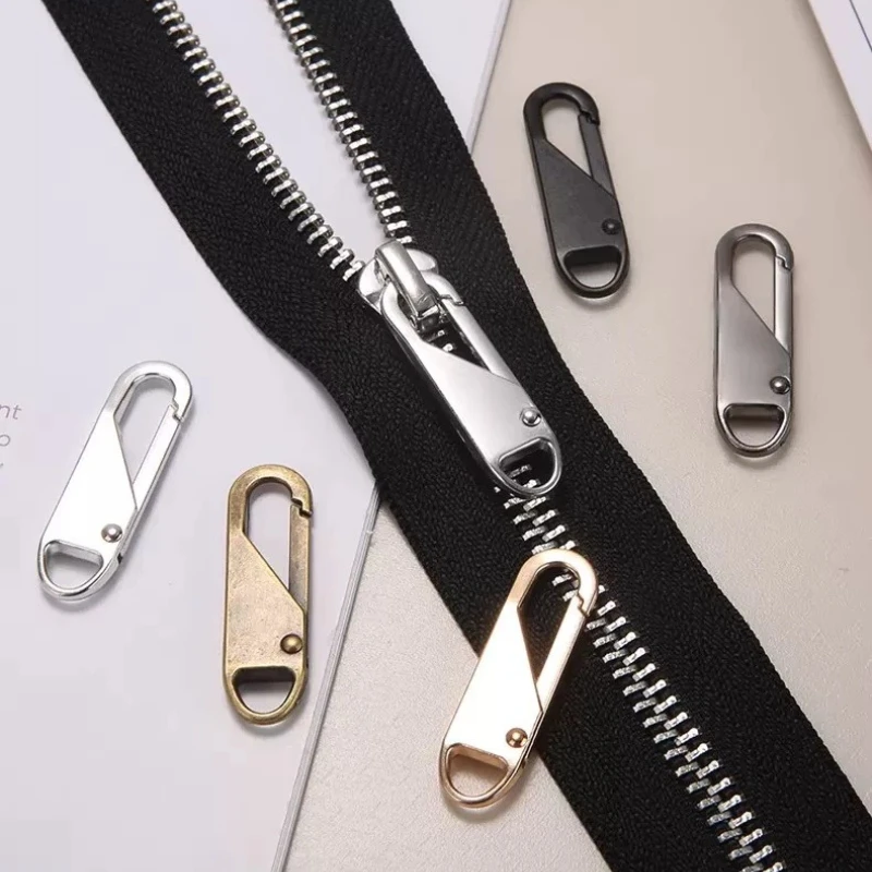 100pcs Detachable Zipper Pull Tabs Universal Replacement Zipper Slider Head DIY Bag Clothes Luggage Repair Parts Accessories