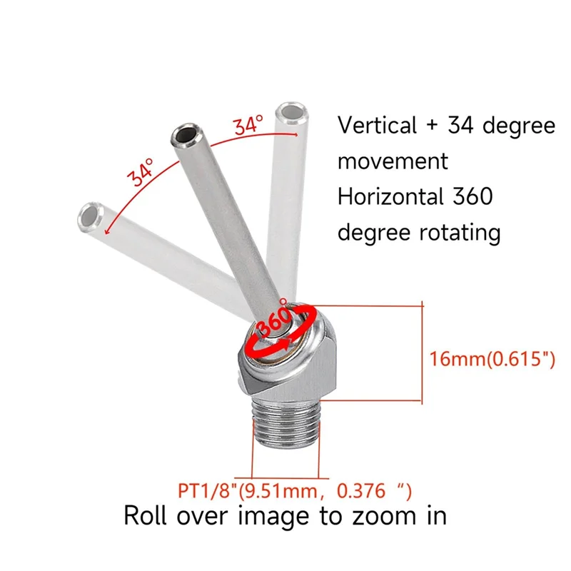A02M-Voor CNC-werktuigmachines Compatibel 304-materiaal Hellend hogedrukkoelmondstuk 1/8 "PT 10/30/50 mm Installatiedraden