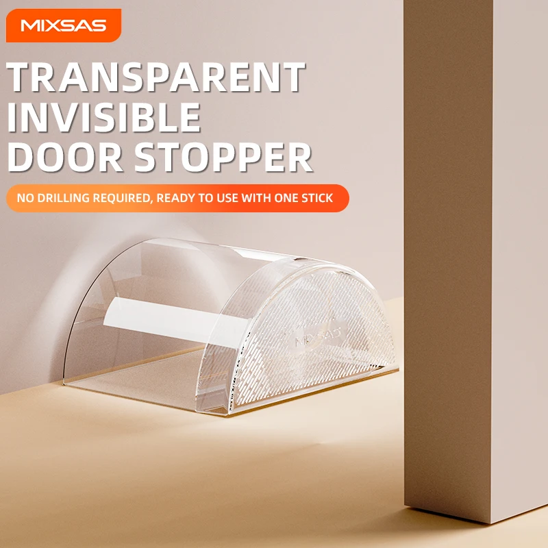 

MIXSAS Door Stopper Transparent Acrylic Self Adhesive Door Stop Buffer to Protect Walls Furniture Living Room Floor Door Stopper