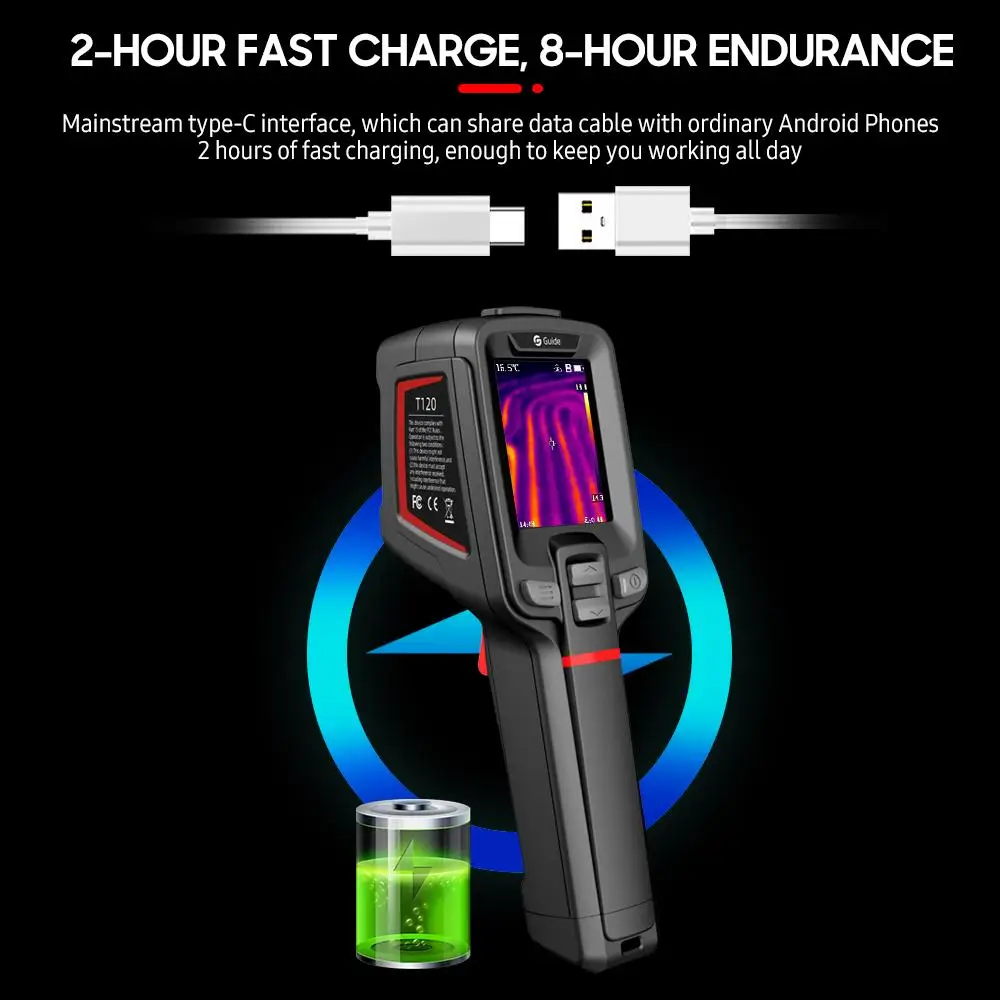 GUIDE T120 Tragbare Wärmebildkamera auf Einsteiger, 2000 mAh, wiederaufladbare Wärmebildkamera, nicht