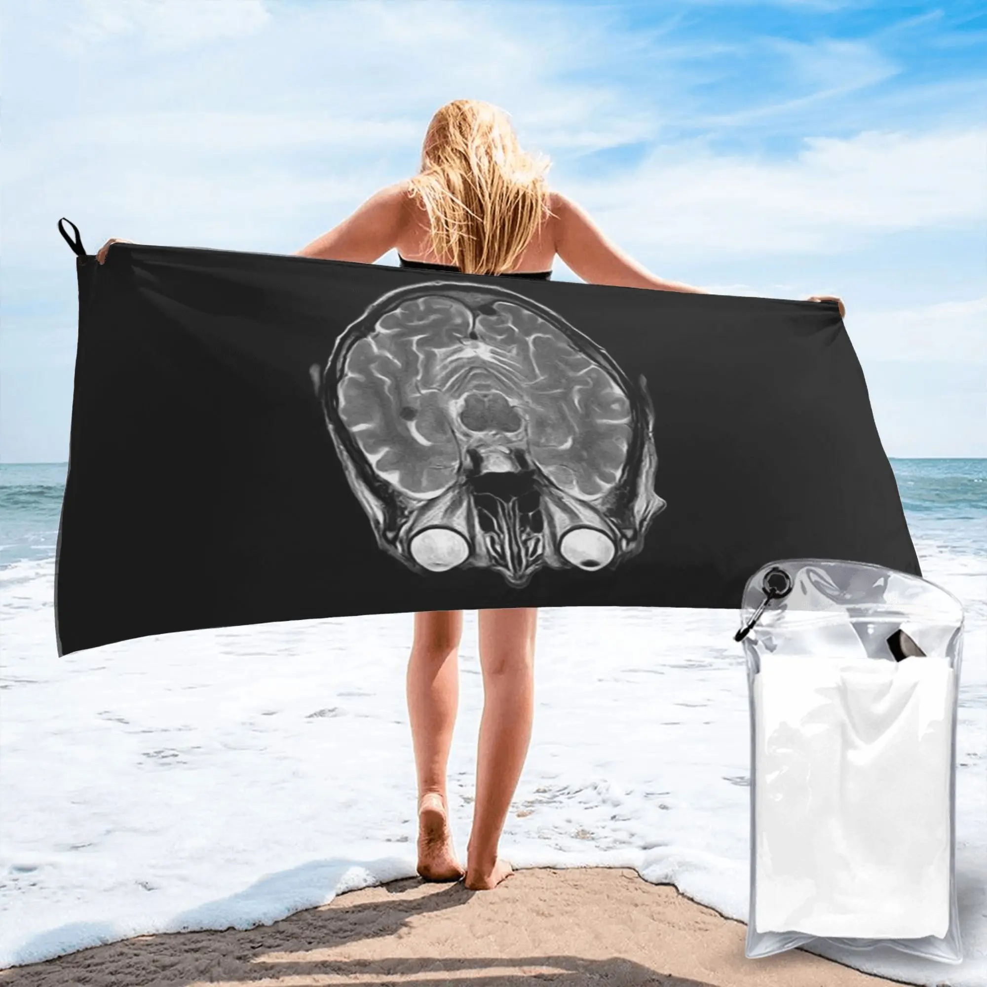 MRI of the Brain Beach Towel Soft Microfiber Quick Dry Absorbent Quick Towels For Yoga