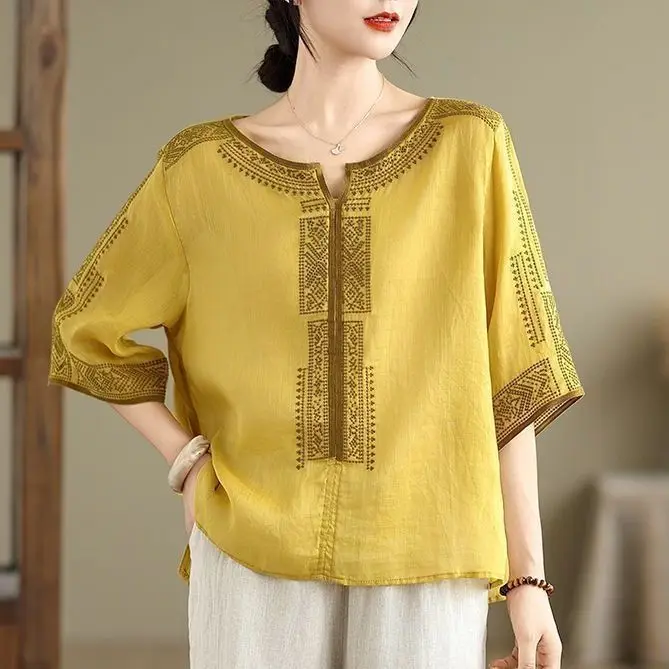 Yellow [high quality cotton and linen]
