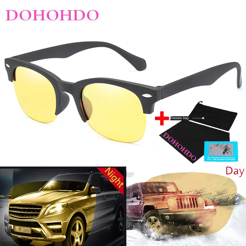 New Women Men Polarized Night Vision Glasses Vintage Sunglasses Retro Goggles Black Frame Lens Eyewears Fitness Exercise UV400