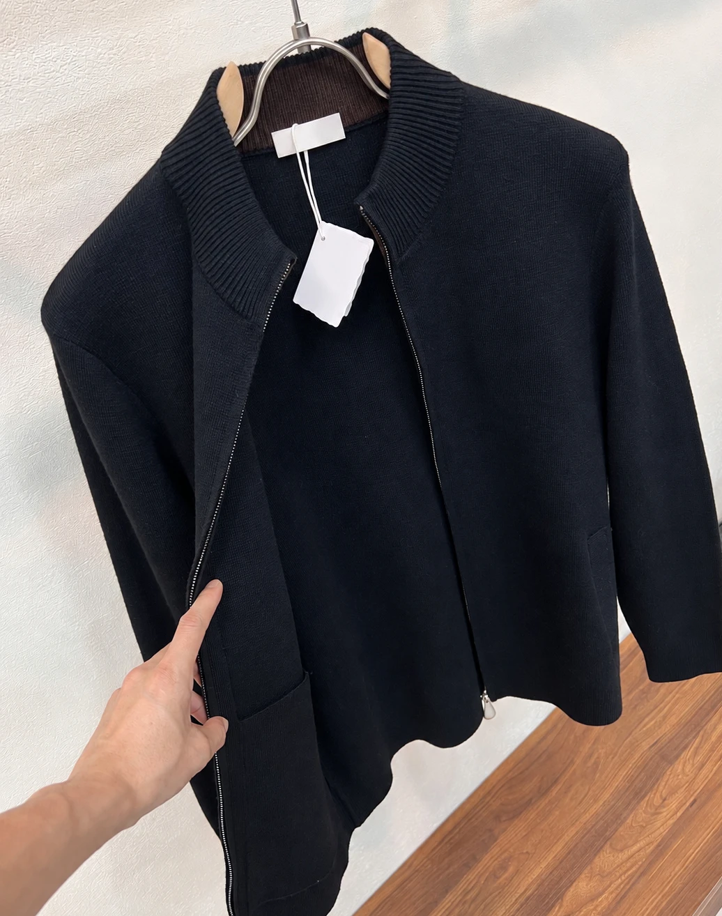 Italian BC business gentleman casual pure wool embroidered zip jacket