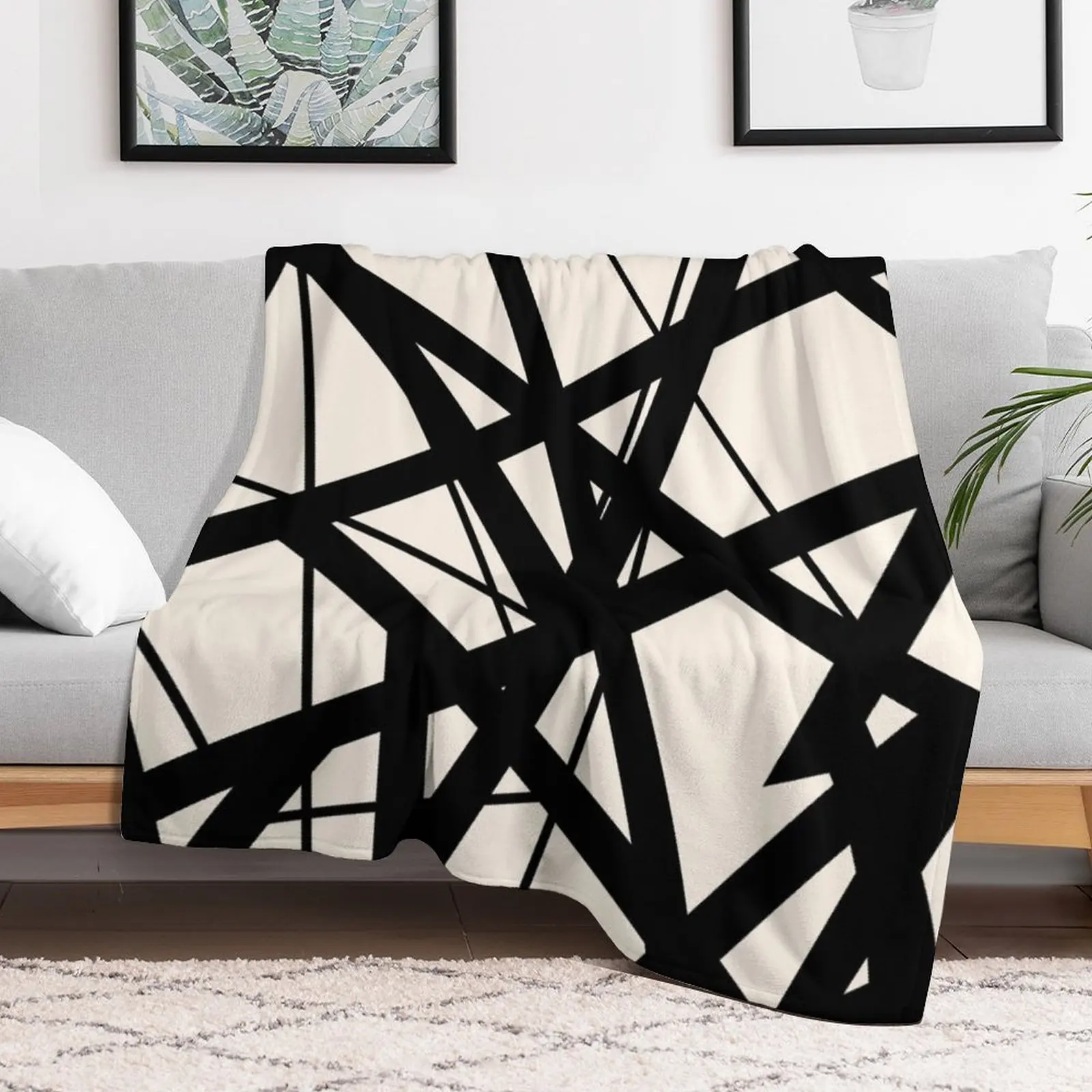 EVH: authentic Black & White Stripes design (eggshell) Throw Blanket Flannel Plush Blankets