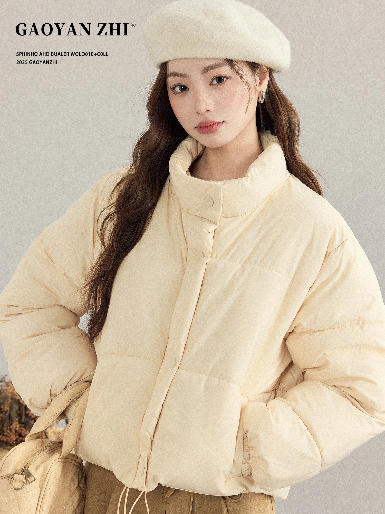 

High Yanyan Winter ort Thiened Cotton Jaet Women's Loose Fit Stand Collar Bread Warm Cotton Coat Small Size