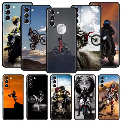 Moto Cross Motorcycle Sports Phone Case For Samsung Galaxy S23 S22 S21 Ultra S20 FE 5G S10 S9 S24 Plus S10E Cover Silicone Shell