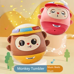 5 in 1 Cute Monkey Tumbler Toy Star Projector Lamp Music Beats Drum Early Educational Toys For 0-12 Months