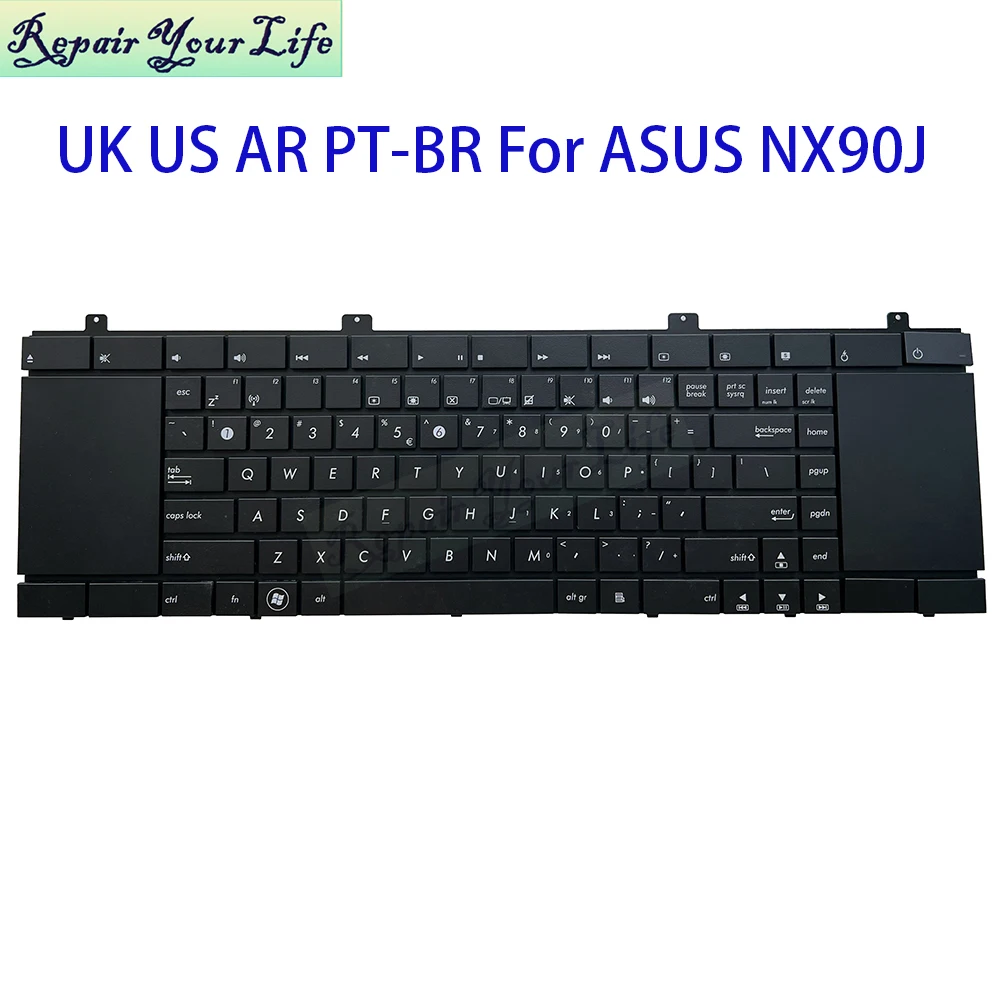 Teclado árabe US UK PT-BR para For Asus NX90JQ NX90JN NX90SN NX90J NX90 18,4 'teclados para portátiles en inglés portugués MP-09P73U49528