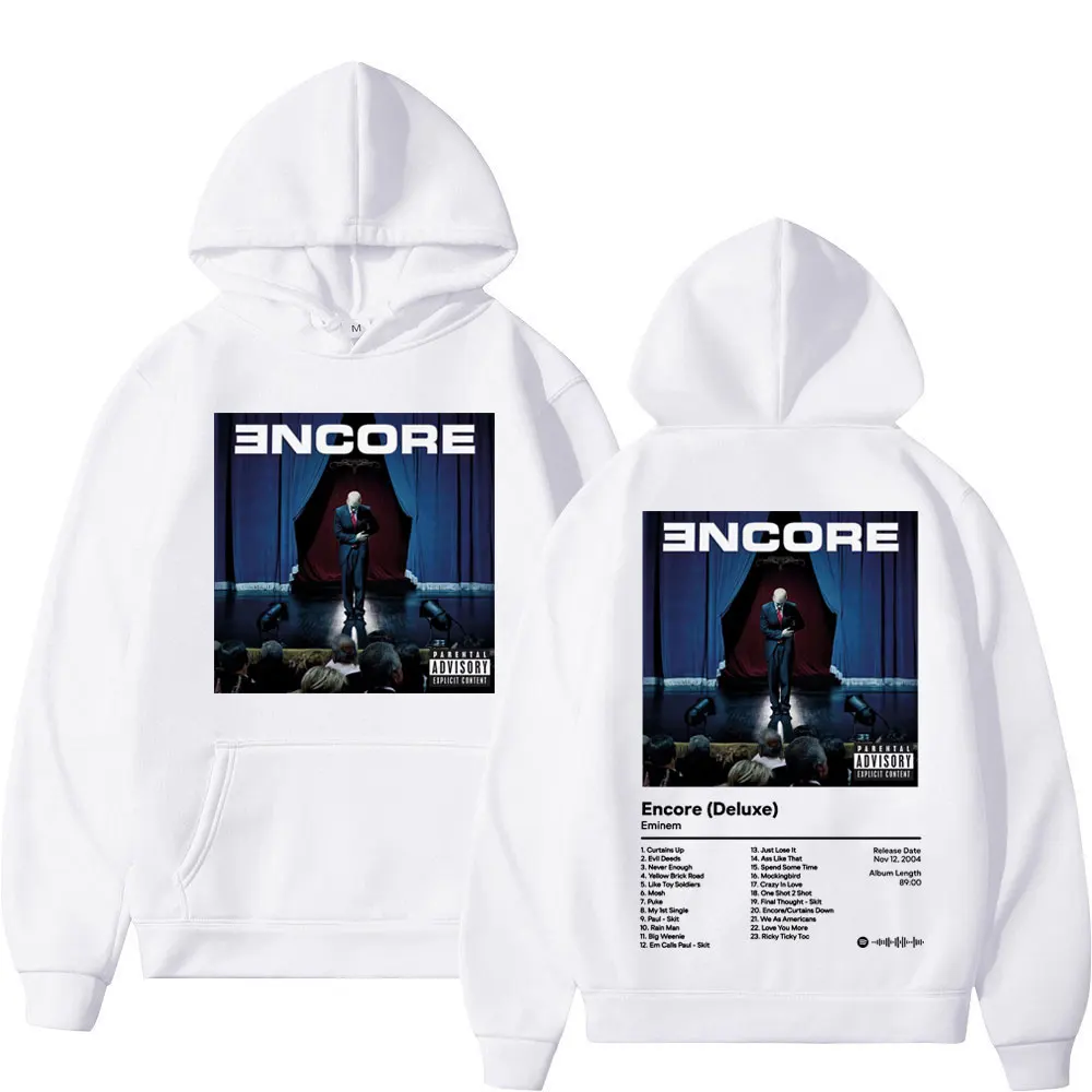 Rapper Eminem Music Album Encore Print Hoodie Men's Women Hip Hop Vintage Hooded Sweatshirts High Street Fashion Trend Pullovers