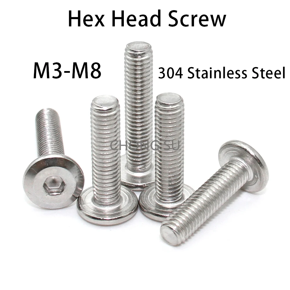 

5-20pcs 304 Stainless Steel M3 M4 M5 M6 M8 Allen Hex Hexagon Socket Large Flat Head Furniture Rivet Screw Connect Joint Bolt