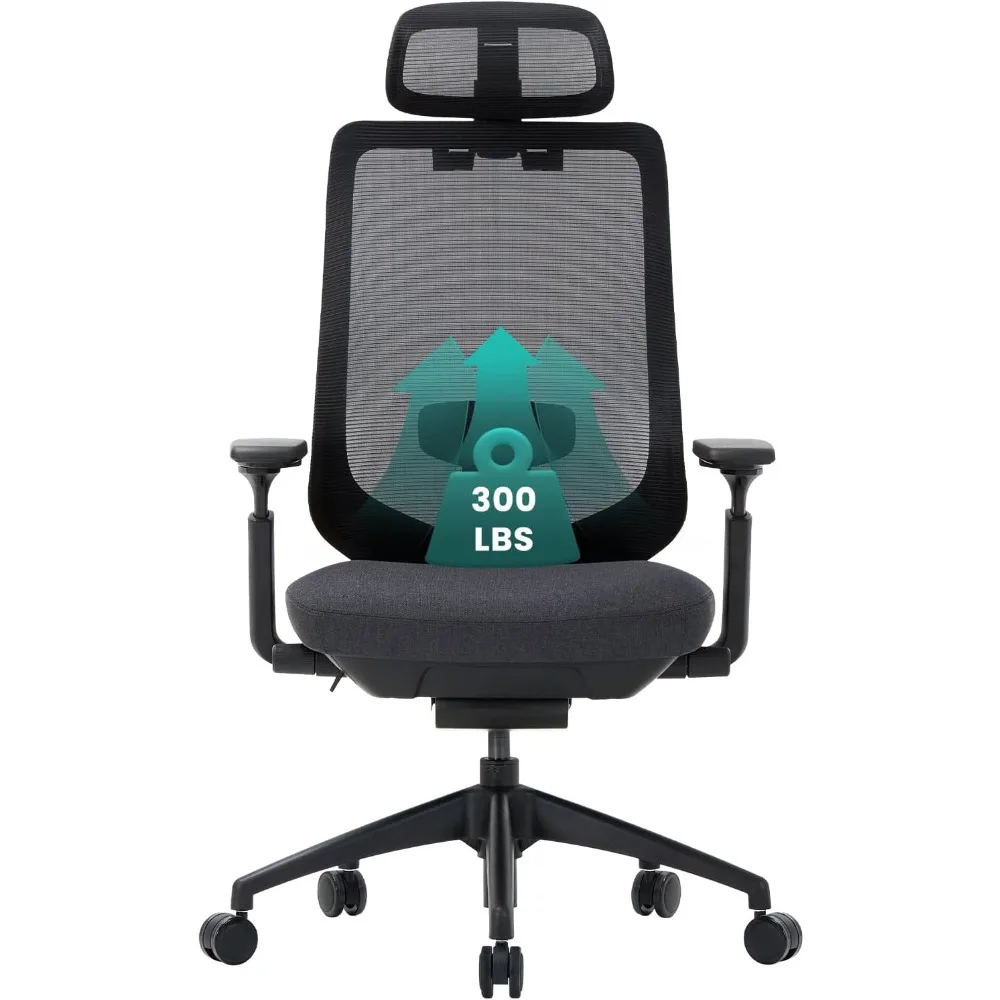 Ergonomic Mesh Office Chair High Back Adjustable Lumbar Support Headrest 4D Arms Slide Seat Tilt Lock Black
