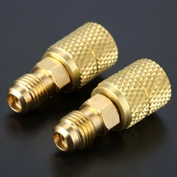 2Pcs Brass Swivel Adapter Mini Split HVAC System 1/4 Male SAE To 5/16 Female Connector for R410A Air Conditioner Refrigeration