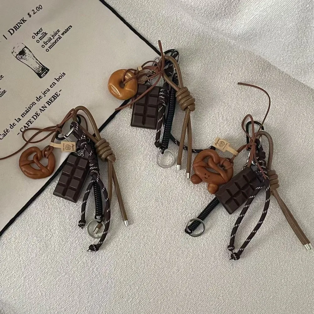 Korean Style Bread Bag Pendant Autumn-Winter Alkali Water Bound Bread Chocolate Climbing Rope Keychain Multifunction