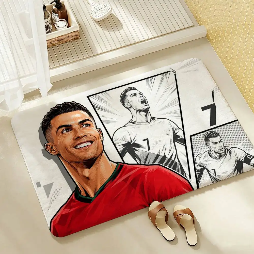 C-Cristiano Ronaldo  Shower Room Absorbent Small Floor Mat Soft Comfortable Decorative Foot Mat
