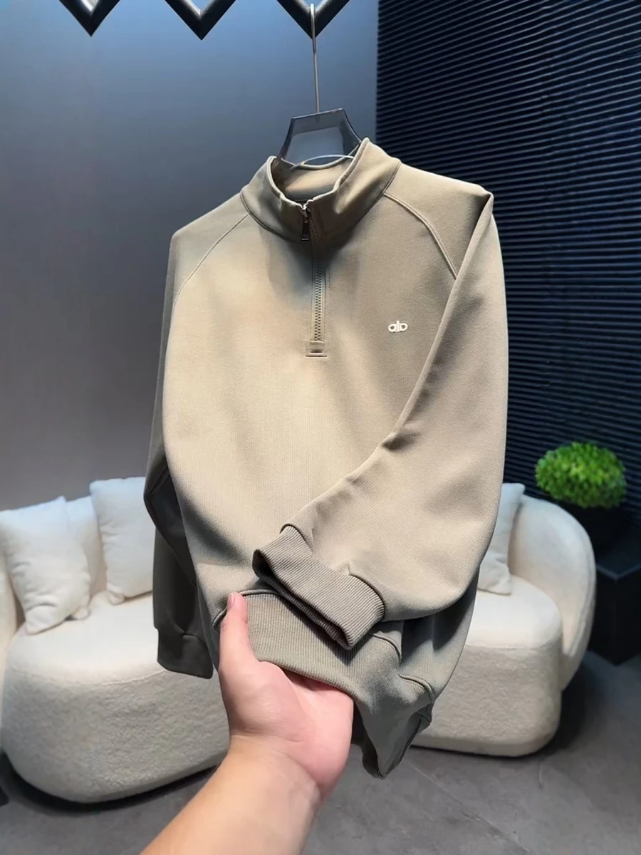 

Простая повседневная толстовка на молнии с высоким воротником для мужчин, модная, универсальная, осенняя новинка, удобная, дышащая мужская толстовка.