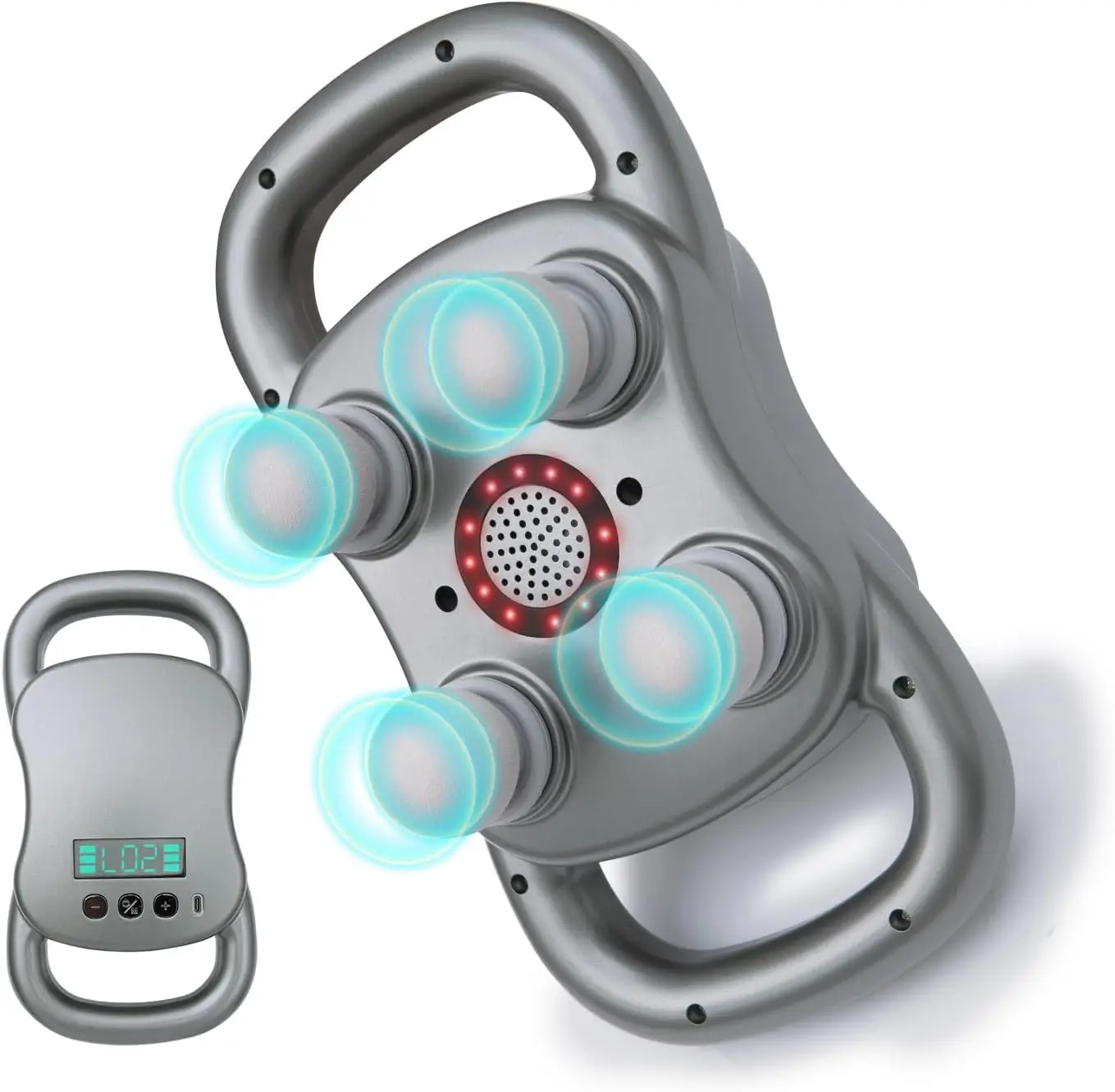 

Massage Gun Deep Tissue, 4-Head Electric Percussion Massager for Back, Shoulder, Leg, Neck Pain Relief - Grey