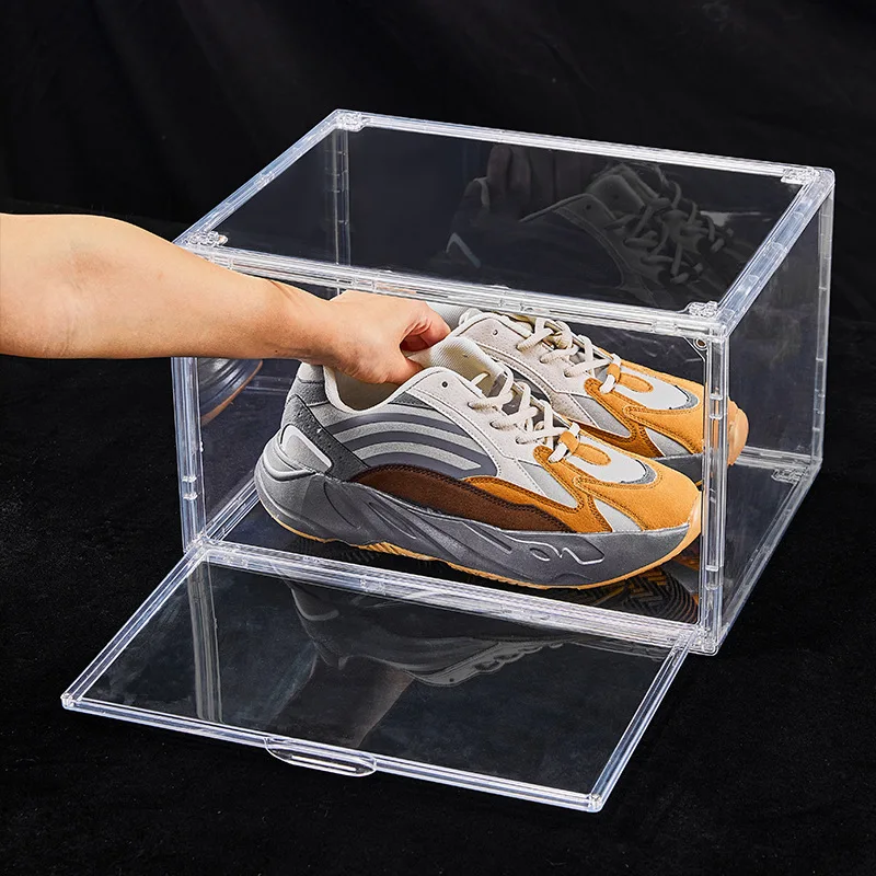 Fully Transparent AJ Shoe Box Stackable Display Box  Side-opening Shoe Box Sneaker Figure Storage Box Dust-proof Shoe Cabinet