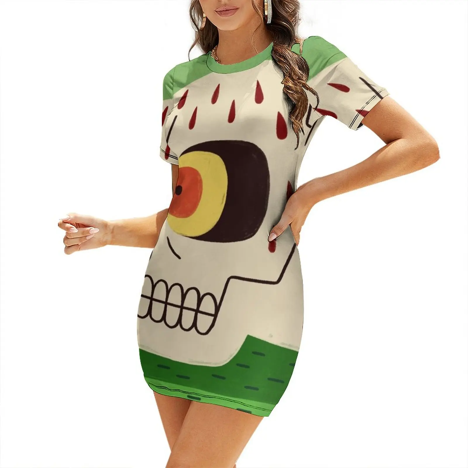 

Skull Short Sleeved Dress evening dress dresses for official occasions Clothing female Dress