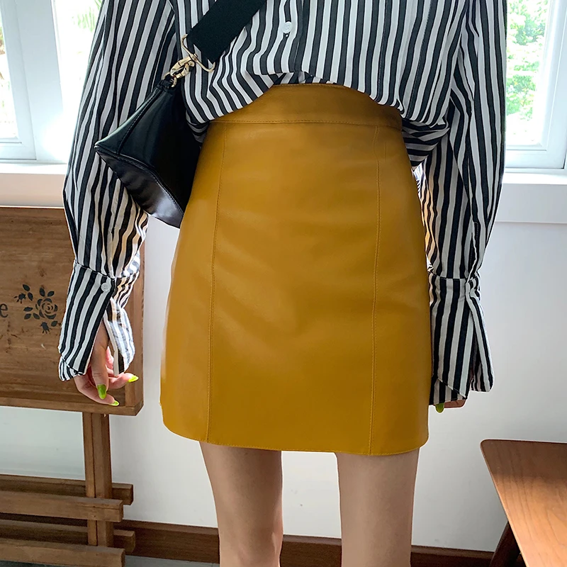 Women Sexy Slim Formal Solid Pencil Skirts PU Leather New Summer Wrap High Waist Elegant Office Lady Fit Casual Mini Skirts Chic