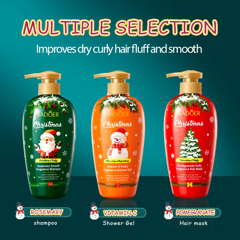 

500ml Christmas Rosemary Shampoo - Moisturizing and smoothing hair care shampoo with a festive fragrance for deep cleansing.