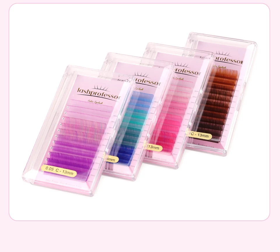 Lashprofessor Farbige Mischung Einzelne Wimpernverlängerungen C/D Make-up Natürliche weiche falsche Seidenwimpern Faux Nerz Russische Wimpern Cilios – Detail 18