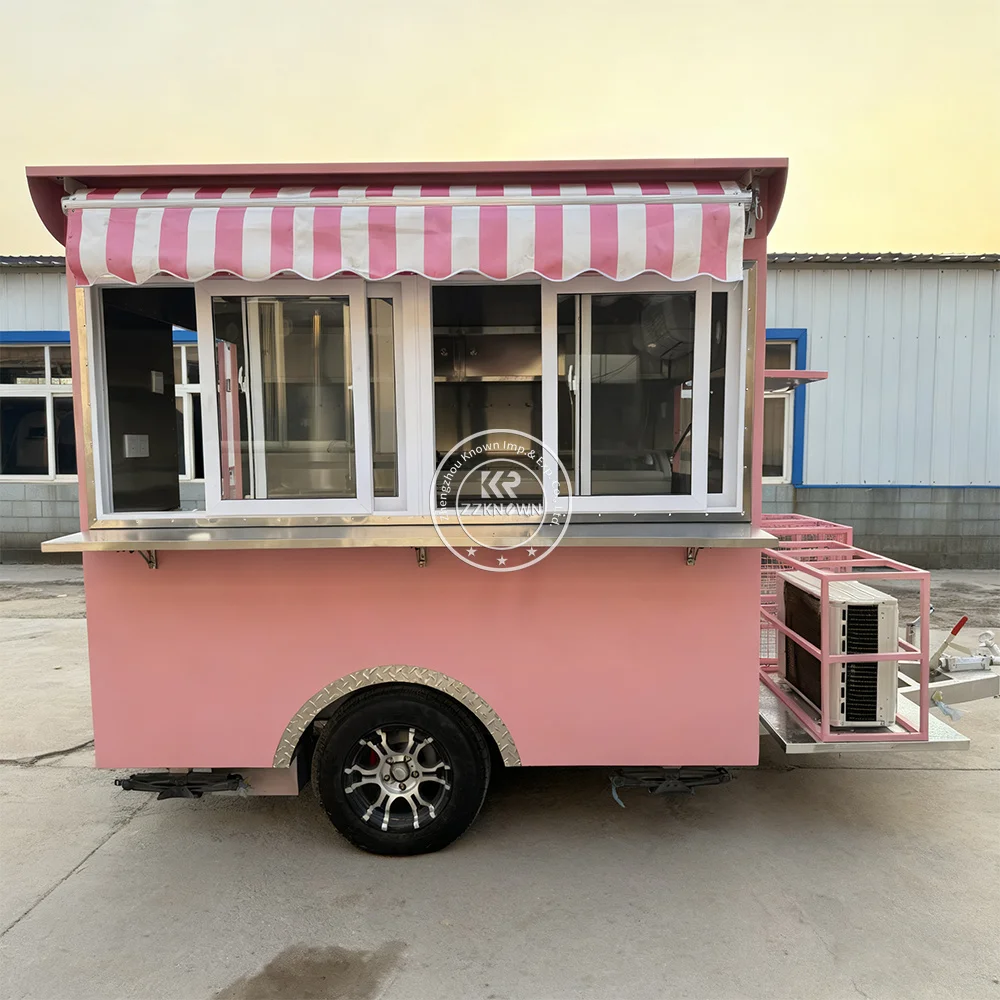 Customized Food Truck Rolling Cart Fast Food Machine Snow Cone Trailer Food Cart Cooking Trailer Hamburger Carts