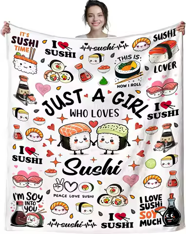 Sushi Blanket Gifts for Women Girls Teens,Japanese-Style Stuff Plush Funny Throw Blankets,Funny Gifts for Sushi Lovers Kids