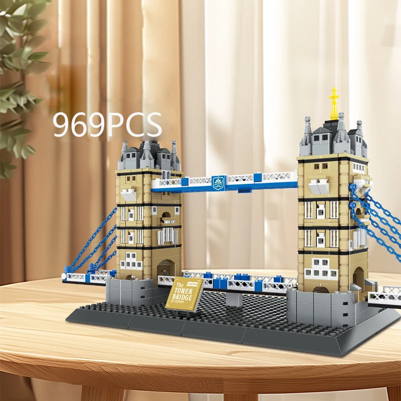 

Креативная всемирно известная современная архитектура, модель блока, Англия, Лондон, башня, мост, строительные кирпичи, коллекция строительных игрушек