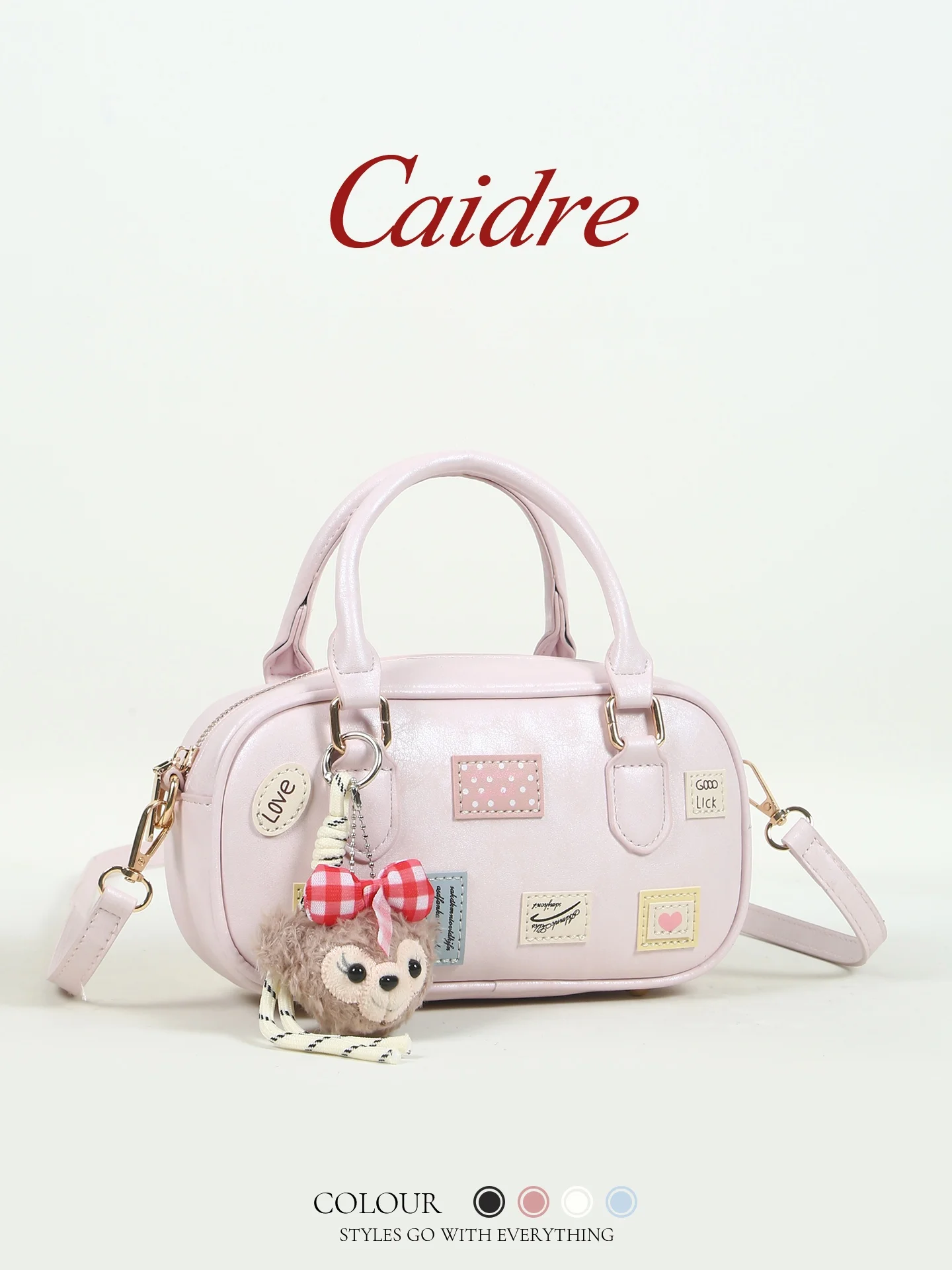 

Caidre Girl's Badge Handbag Birthday Gift Small Outdoor Crossbody Bowling Bag Single Shoulder Soft Handle Medium Size Pure Color