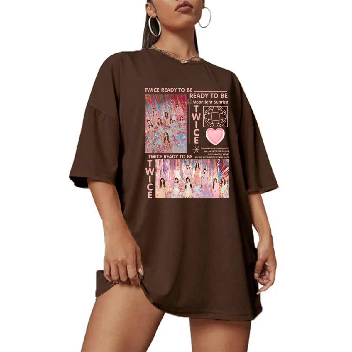 2023 Oversize Retro Y2K T-Shirt Kpop Twice Ready To Be Moonlight Sunrise 2023 Tour Tshirt (Us Size)