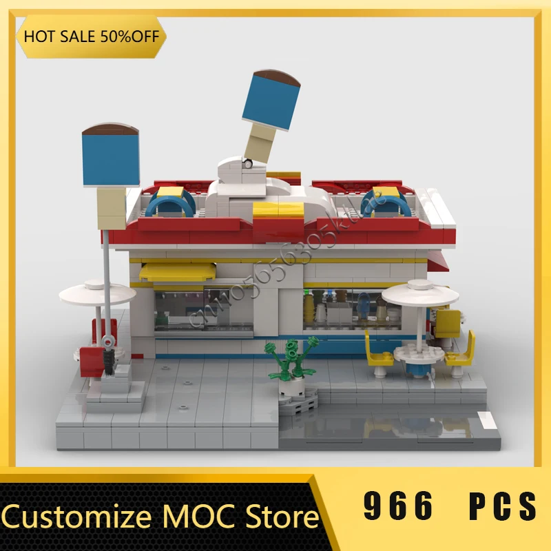 Novo 966 pçs personalizar mr chill sorvete loja arquitetura medieval moc bloco de construção modelo tecnologia crianças presentes festival