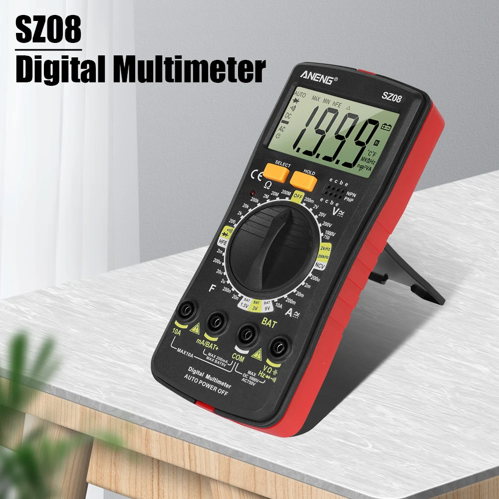 Handhold Testers Professional Multimeter SZ08 Digital Multimeter Auto Voltmeter AC DC 220V Resistance Ultra-thin storage