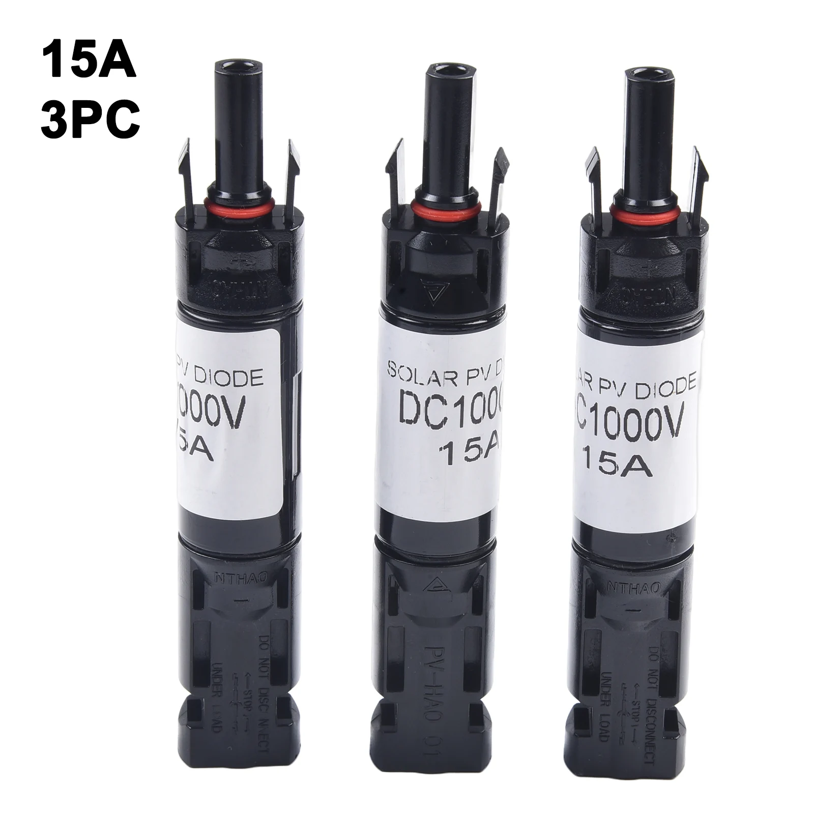 3pcs Photovoltaic Fuse Diode Connector 10A/15A/20A UL94-V0 IP67 Protection Photovoltaic Insurance Compatible Connector