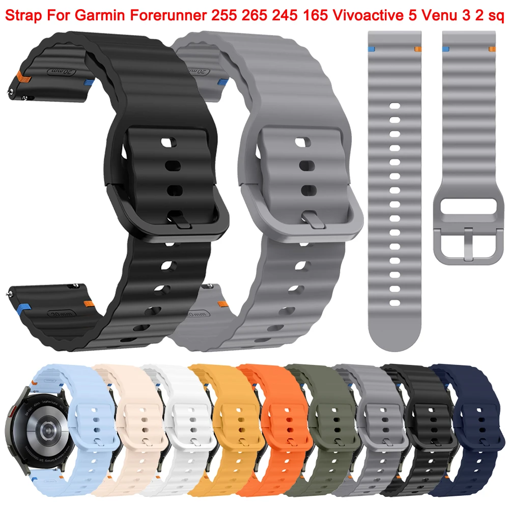 20/22 mm Armband für Garmin Forerunner 165 255 265 245 Silikonarmband Garmin Vivoactive 5 4 Venu 3 2 Ersatz-Smartwatch-Band