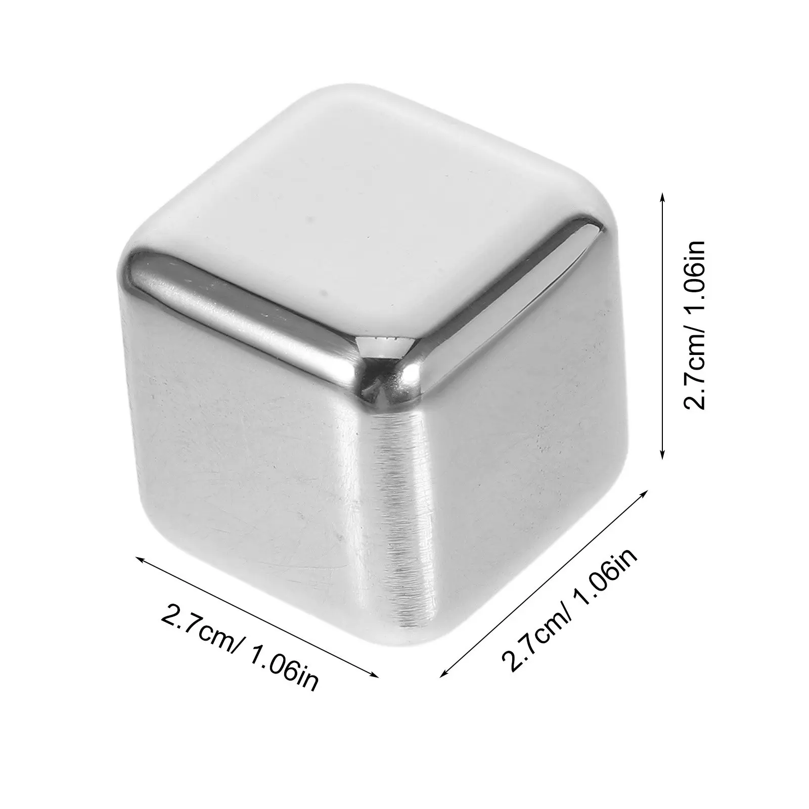 6Pcs Stainless Steel Whiskey Stones Reusable Metal Ice Cubes Wine Cooling Rocks Elegant Bar Gadget Silver Boxed - view 6