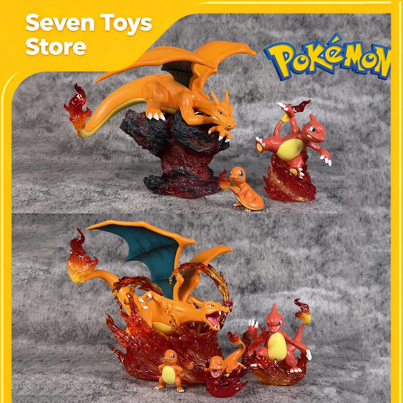 

1/20 Scale Model Zxz Pokemon Mega Charizard Charmeleon Charmander Mega Evolution Group Set A/B Model Desktop Decor Collect Toy