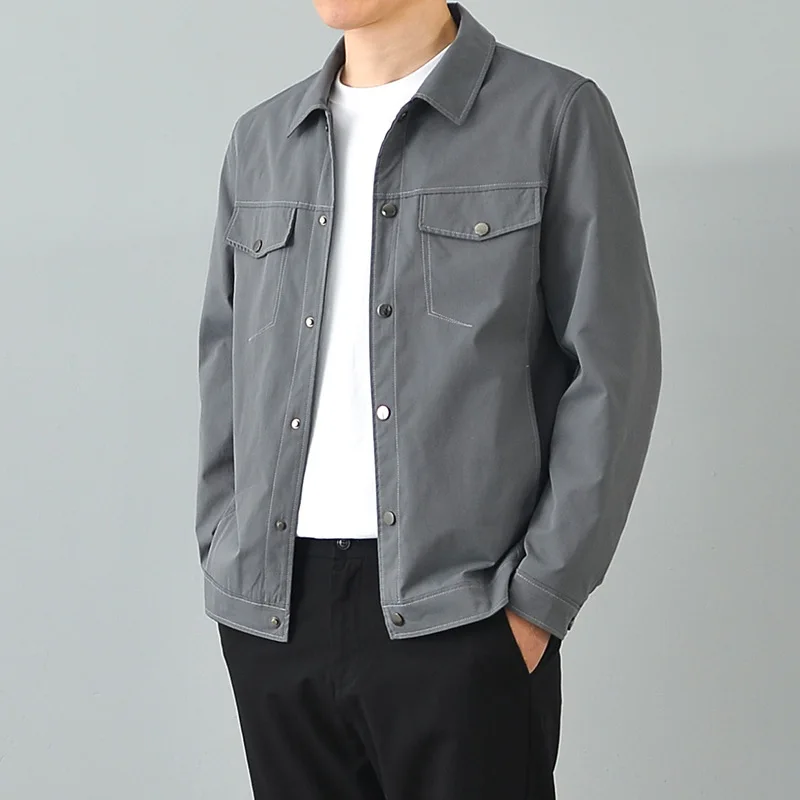 

Men Clothing 2022 Spring New Short Top Trendy Men's Personality Jump White Line Solid Color Tooling Casual Jacket Jacket Men