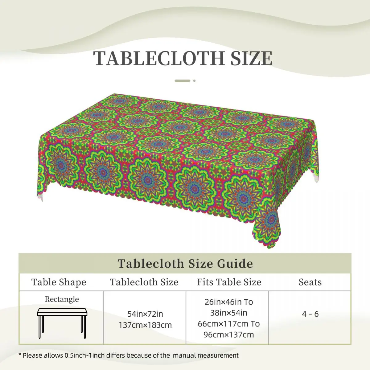 Psychedelic Trippy Acid LSD Art Custom Rectangular Tablecloth Oilproof Table Cover for Dining Events Table Cloth