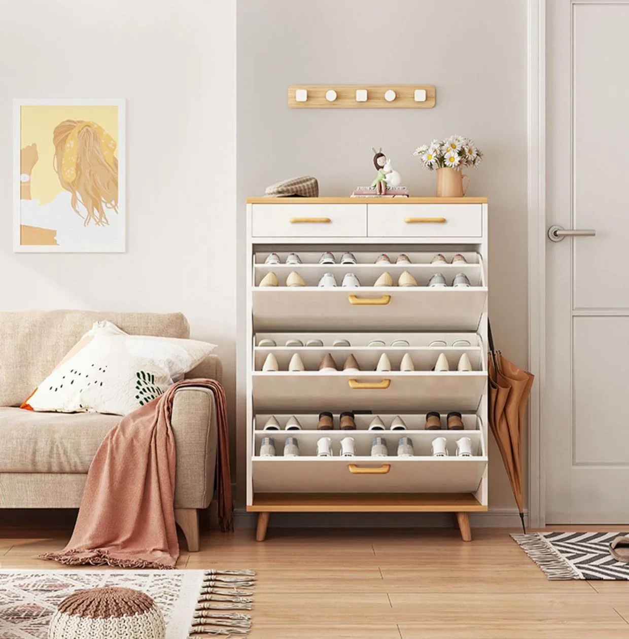 

VIC Tipper Shoe Cabinet Household Door Ultra-thin Entry New Porch Cabinet Small Household Storage Artifact