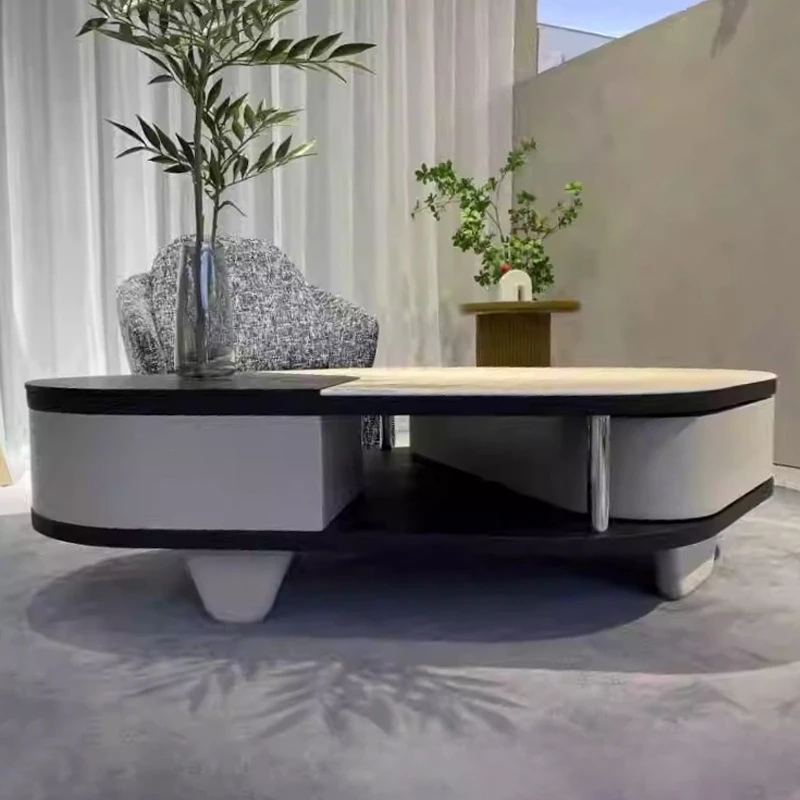 Light luxury minimalist stone coffee table Modern telescopic coffee table for living room home