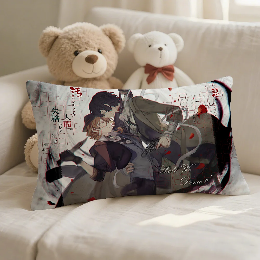 Hot Anime Bungo Stray Dogs Pillow Case Cover Suitable For Sofa Car Cushion Rectangular Back Cushion