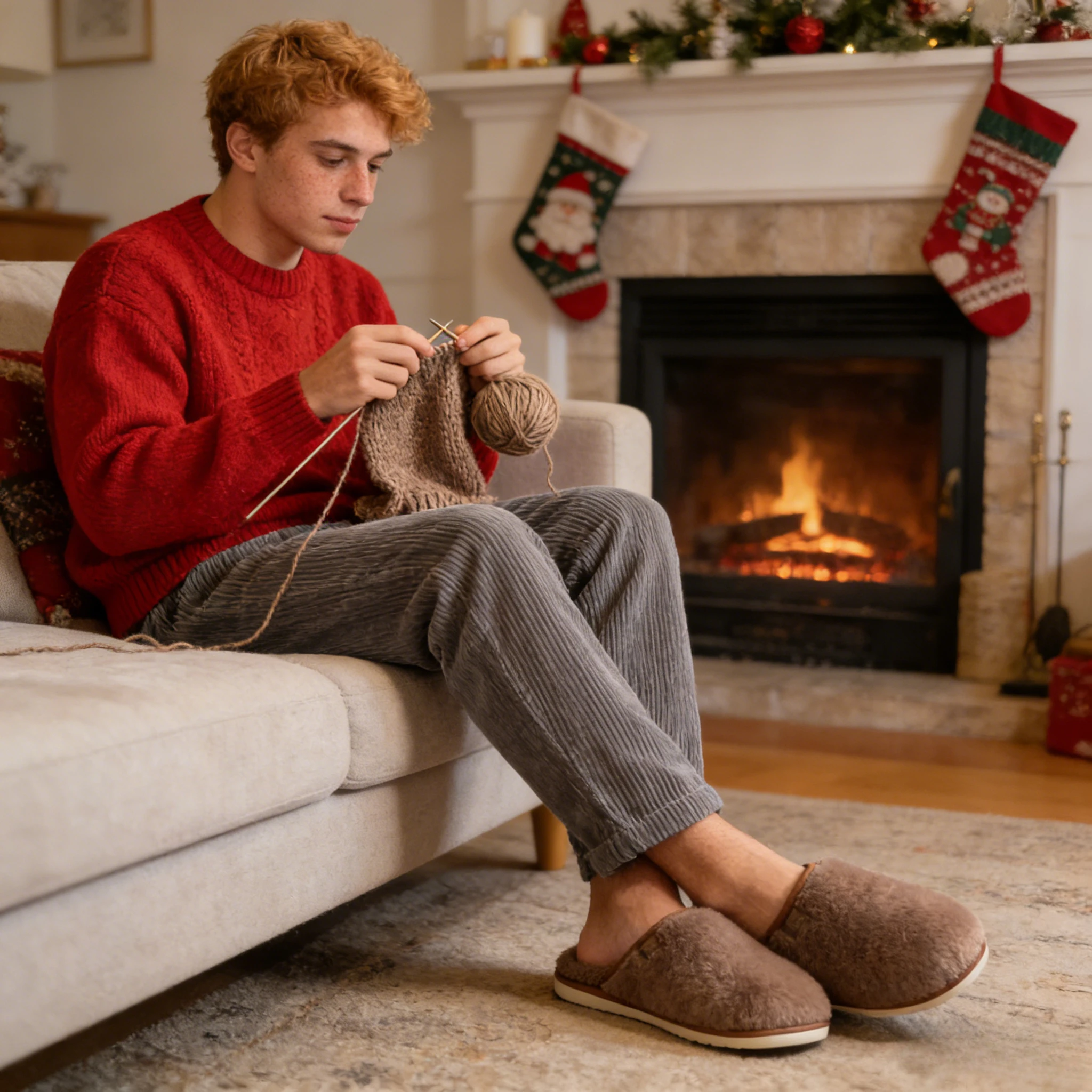 

Winter Must-have Plush Cross-strapped Slippers Plus Size Boys Cotton Drag Imitation Rabbit Fur Material Indoor Warm Home