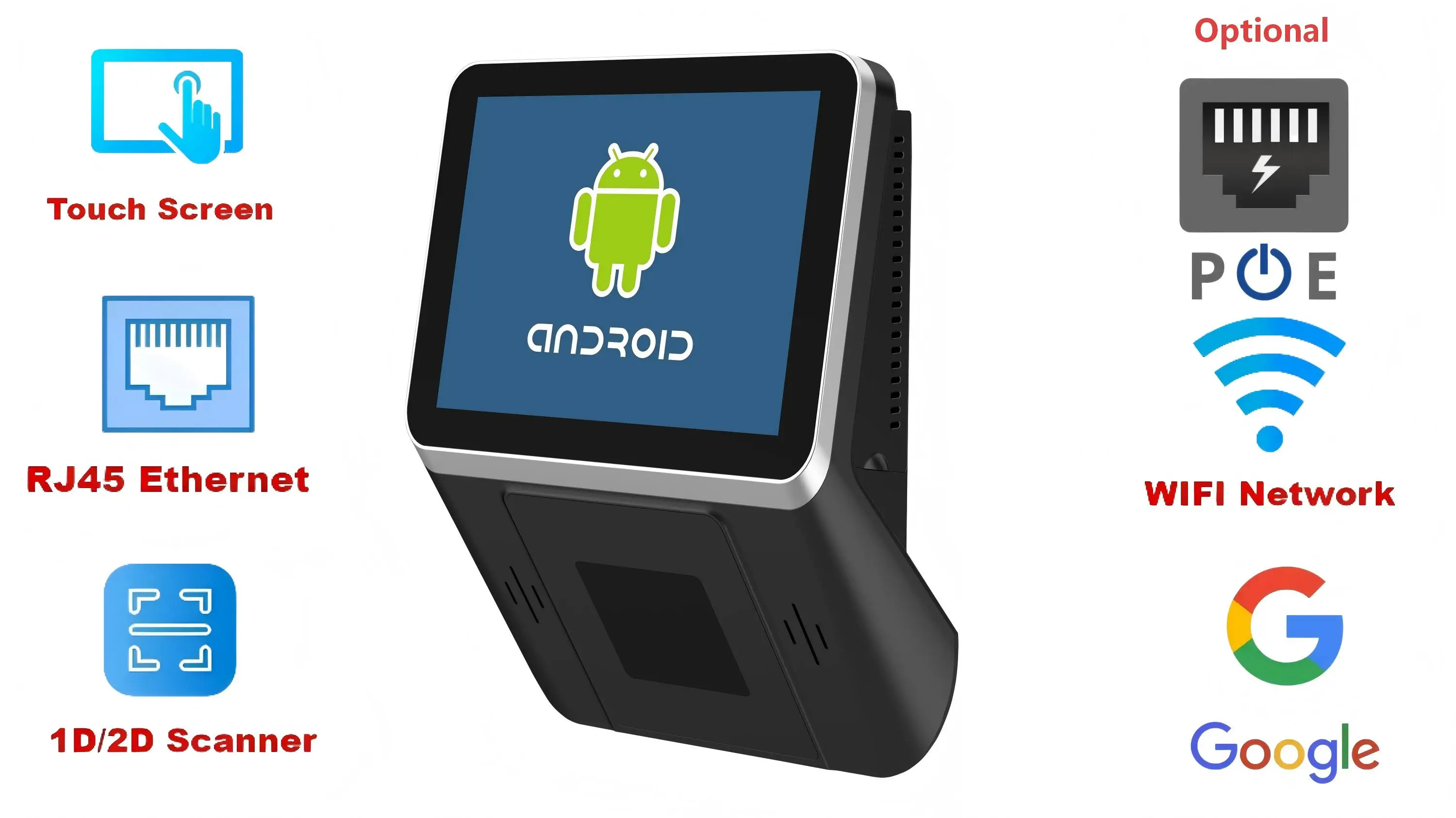8 Inch Screen Android Price Checker JC 80 Wall Mount POS Terminal With Barcode QR Code Self Service Kiosk
