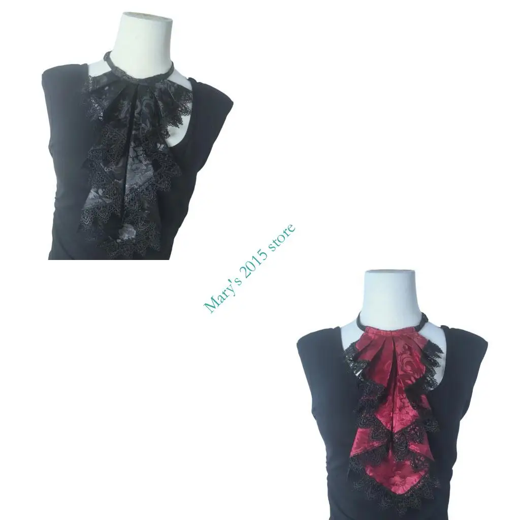 

E15F Готический воротник с воланами и многослойными рюшами, удобный хлопок для женщин, модный элегантный лацкан