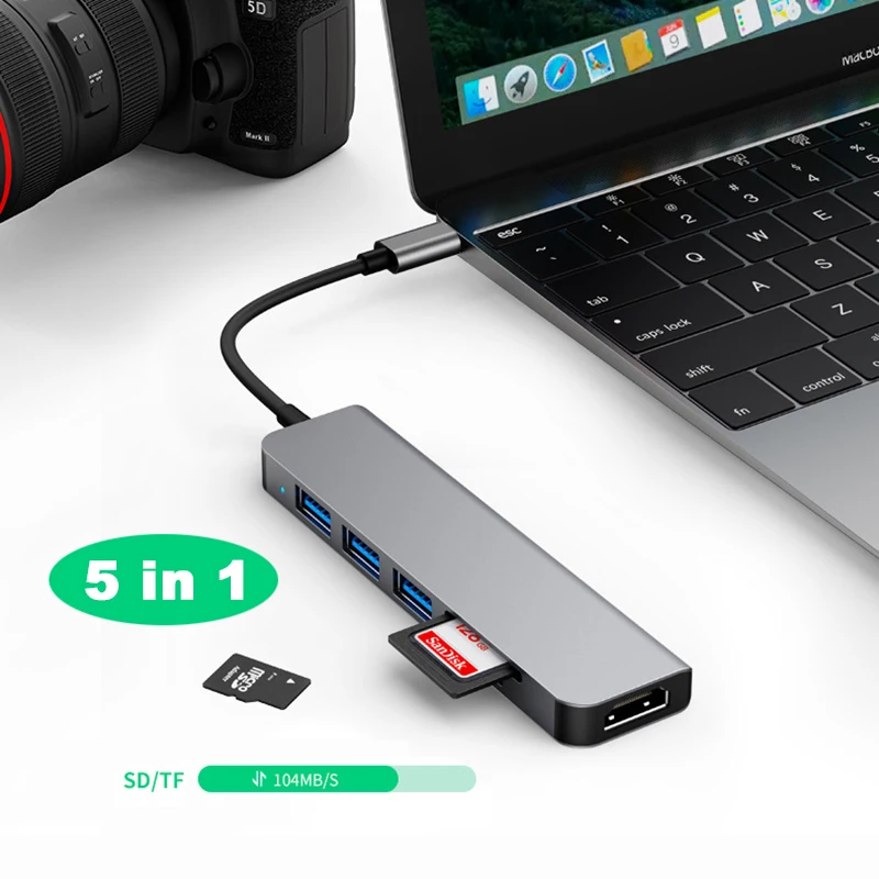 Type C+ USB HUB USB3.0 Dongle USB2.0 Disk Extend Adapter Cable Splitter Phone Charger Dock Micro SD TF Memory Card Reader Writer