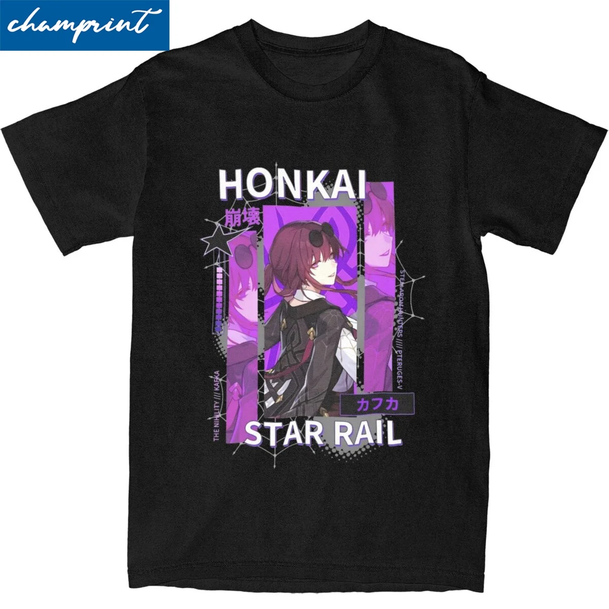 Funny Honkai Star Rail Kafka Tshirts For Men Women 100%Cotton Short Sleeve Anime Round Neck Summer Clothes