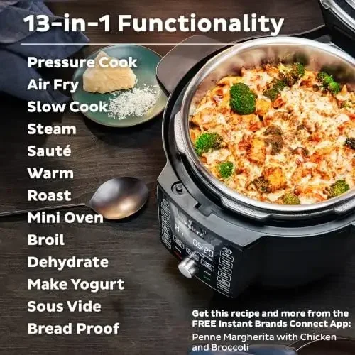 Kitchen suppliesInstant Pot Duo Crisp Ultimate Lid, 13-in-1 Air Fryer and Pressure Cooker Combo, Sauté, Slow Cook, Bake, Steam,